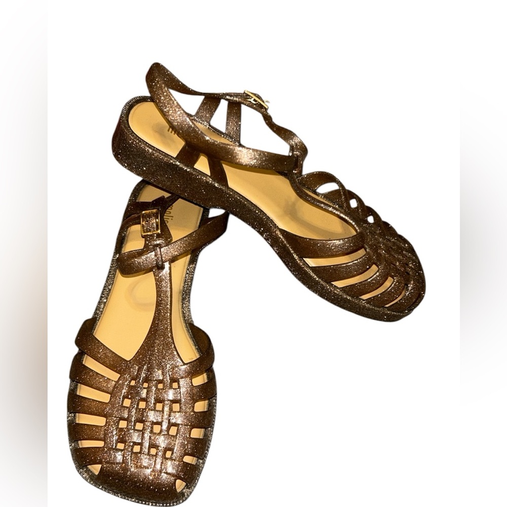 Melissa Brown Glitter Jelly Sandals
